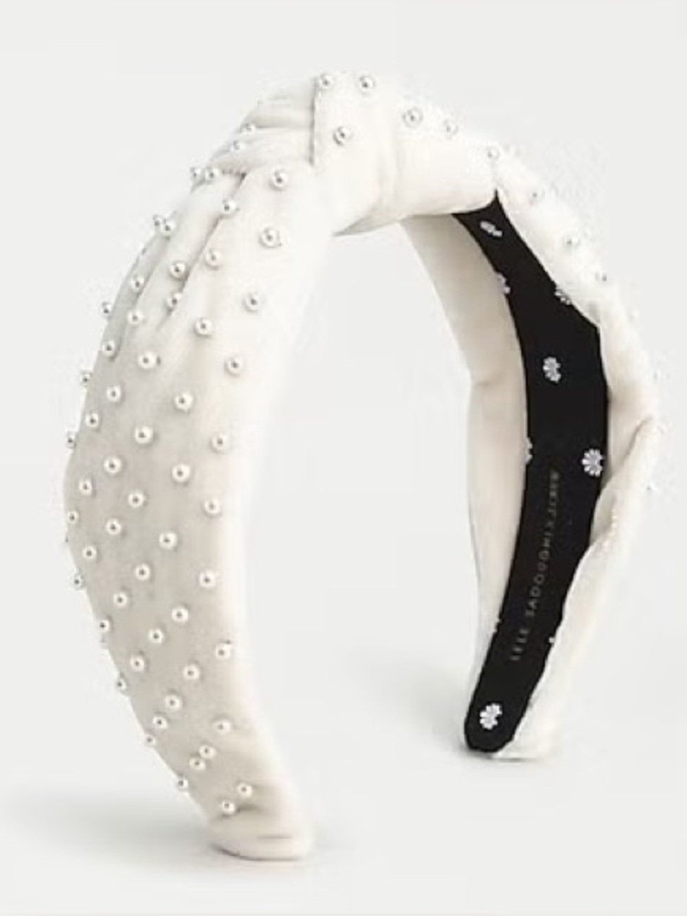 Lele Sadoughi X J.Crew ivory velvet knot headband with pearls - EUC